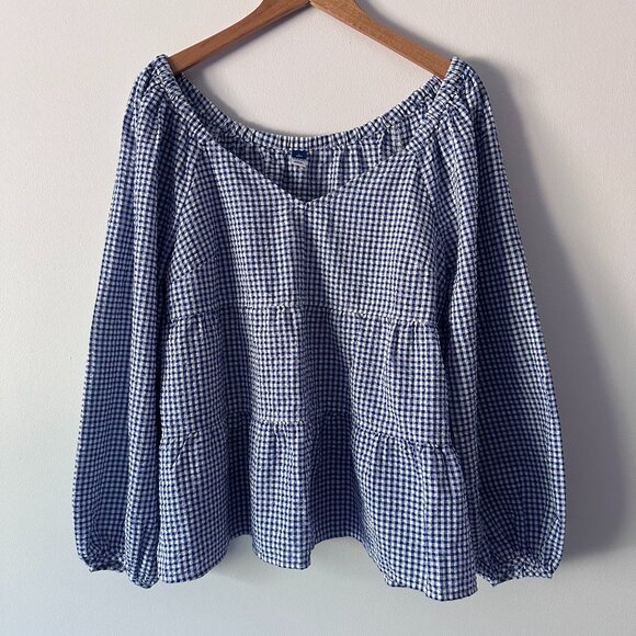 NWOT – Old Navy Tiered Seersucker Long-Sleeve Swing Top Large Tall - Picture 2 of 8